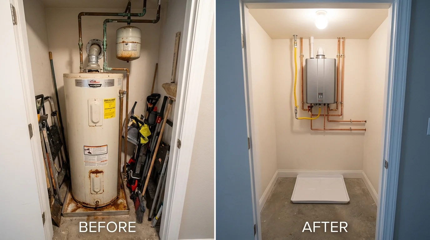 Tank water heater versus wall-mounted tankless unit comparison for Hugo, CO homeowners